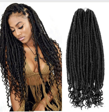 Goddess Faux Locs Crochet Hair Wavy Curly Braiding Hair Extension, 14" and 20" Goddess Locs Crochet Braids Fashion Hairstyles