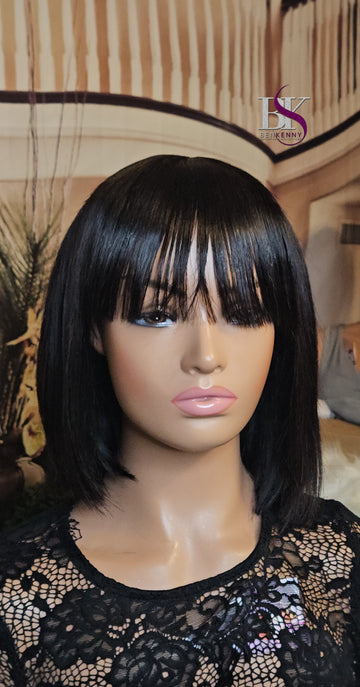Bang human hair cap wig