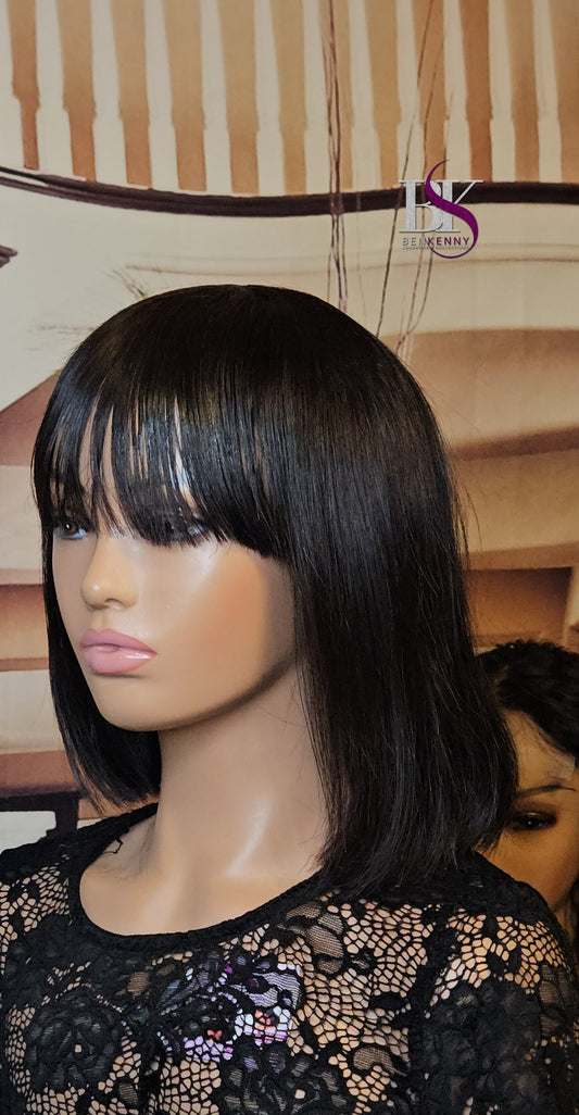 Bang human hair  cap wig